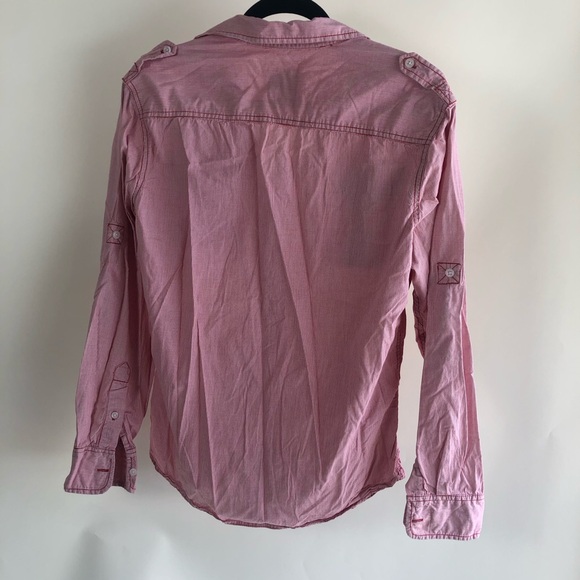 Paper Denim & Cloth Button Down Shirt sz M Womens Red/White - Picture 2 of 5